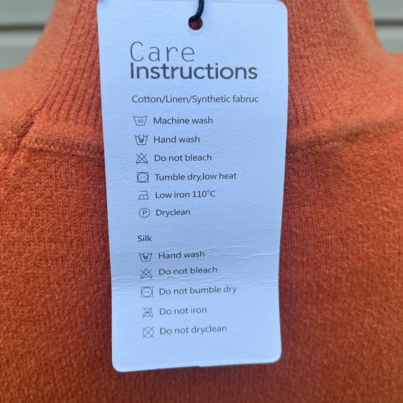 NWT Orange Mock Neck Long Lantern Sleeve Bodycon Pullover Mini Sweater Dress - Picture 11 of 11